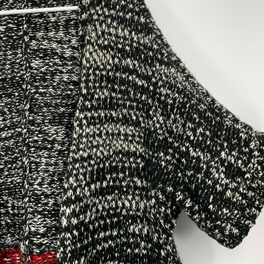 Forever 21 Cardigan Black White Open Front Short Sleeve Chunky Knit - Picture 4 of 9